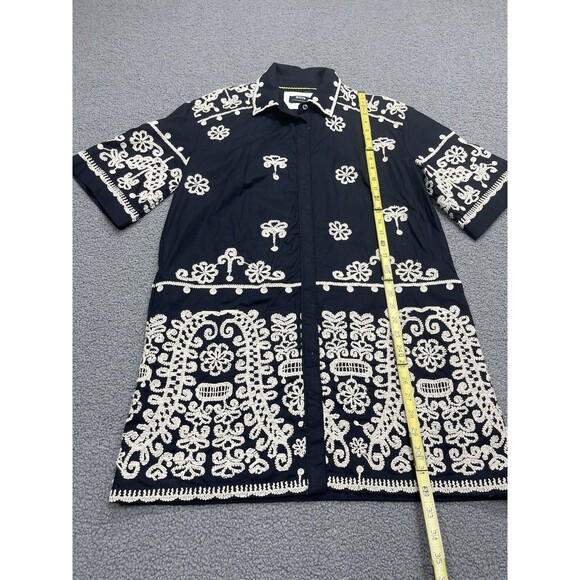 Anthropologie Maeve Mini Shirt Dress Black Embroidery Boho Retro Preppy Sz S NWT - Picture 7 of 13